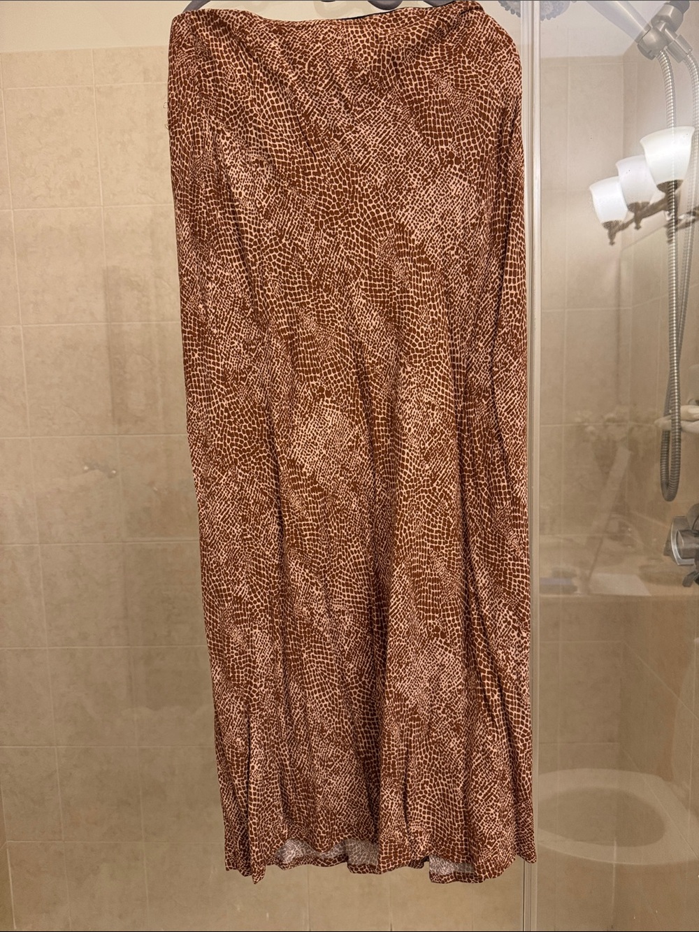 Brown Animal-Print Maxi Skirt